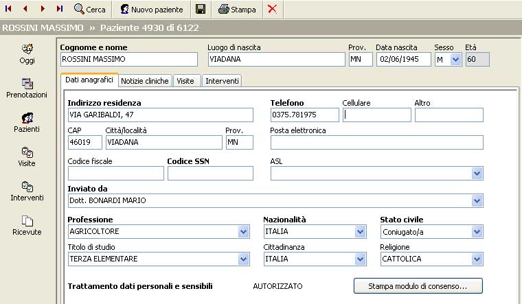 Gestione pazienti e cartelle cliniche